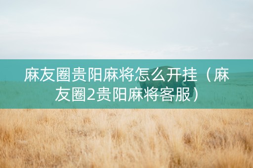 麻友圈贵阳麻将怎么开挂（麻友圈2贵阳麻将客服）