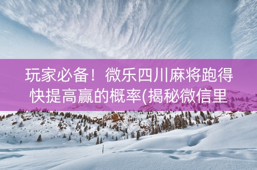 玩家必备！微乐四川麻将跑得快提高赢的概率(揭秘微信里提高胜率)