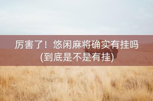 厉害了！悠闲麻将确实有挂吗(到底是不是有挂)