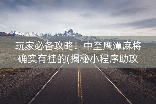 玩家必备攻略！中至鹰潭麻将确实有挂的(揭秘小程序助攻神器)