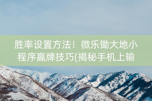 胜率设置方法！微乐锄大地小程序赢牌技巧(揭秘手机上输赢技巧)