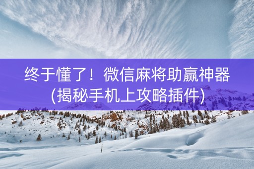 终于懂了！微信麻将助赢神器(揭秘手机上攻略插件)