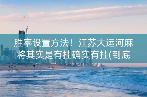 胜率设置方法！江苏大运河麻将其实是有挂确实有挂(到底是不是有挂)