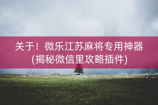 关于！微乐江苏麻将专用神器(揭秘微信里攻略插件)