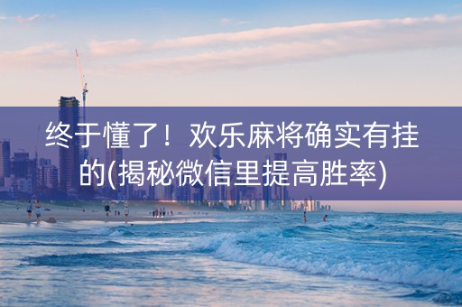 终于懂了！欢乐麻将确实有挂的(揭秘微信里提高胜率)