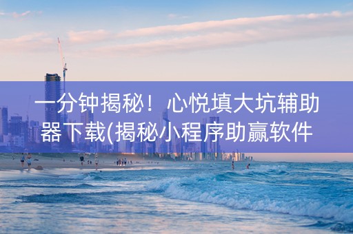 一分钟揭秘！心悦填大坑辅助器下载(揭秘小程序助赢软件)