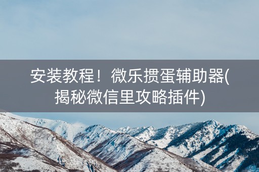 安装教程！微乐掼蛋辅助器(揭秘微信里攻略插件)