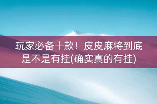 玩家必备十款！皮皮麻将到底是不是有挂(确实真的有挂)