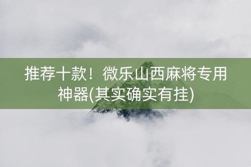 推荐十款！微乐山西麻将专用神器(其实确实有挂)