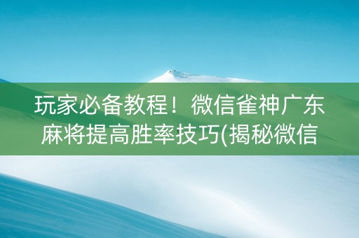 玩家必备教程！微信雀神广东麻将提高胜率技巧(揭秘微信里输赢规律)