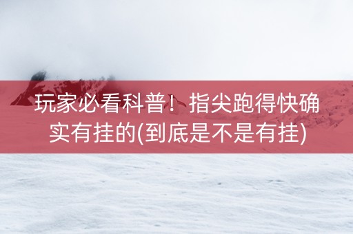 玩家必看科普！指尖跑得快确实有挂的(到底是不是有挂)