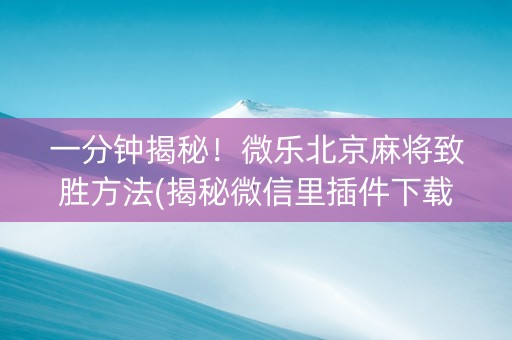 一分钟揭秘！微乐北京麻将致胜方法(揭秘微信里插件下载)