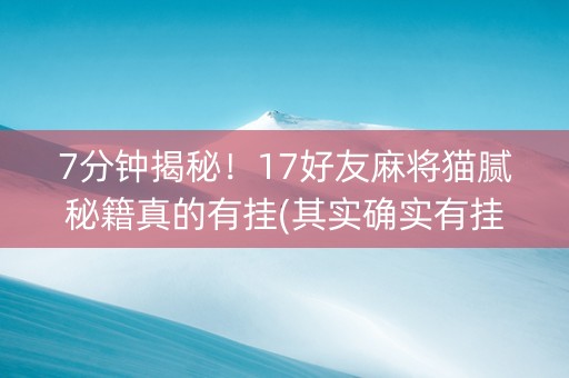 7分钟揭秘！17好友麻将猫腻秘籍真的有挂(其实确实有挂)