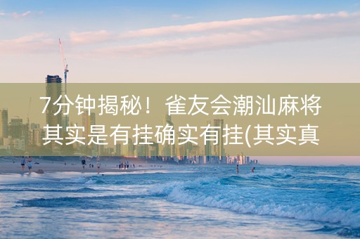 7分钟揭秘！雀友会潮汕麻将其实是有挂确实有挂(其实真的确实有挂)