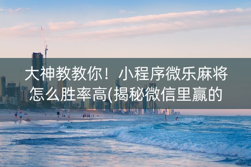 大神教教你！小程序微乐麻将怎么胜率高(揭秘微信里赢的秘诀)