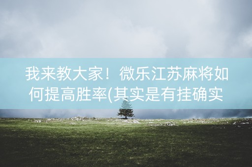 我来教大家！微乐江苏麻将如何提高胜率(其实是有挂确实有挂)