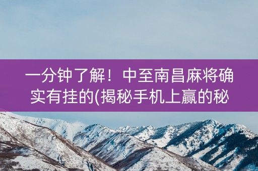 一分钟了解！中至南昌麻将确实有挂的(揭秘手机上赢的秘诀)