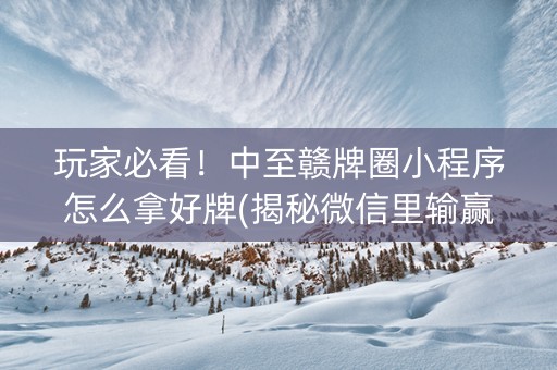 玩家必看！中至赣牌圈小程序怎么拿好牌(揭秘微信里输赢规律)
