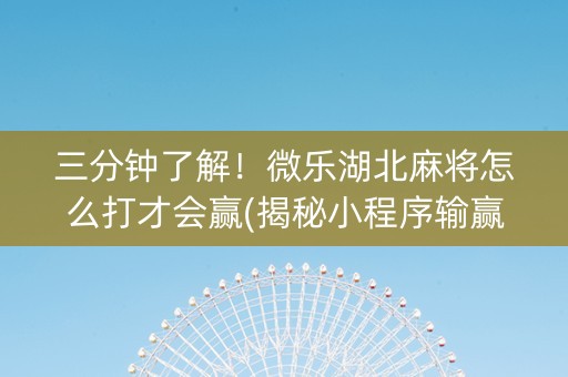 三分钟了解！微乐湖北麻将怎么打才会赢(揭秘小程序输赢技巧)