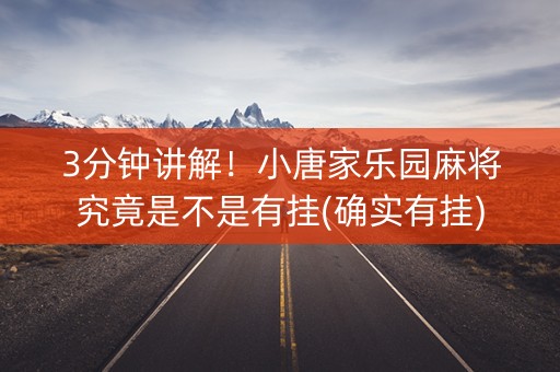 3分钟讲解！小唐家乐园麻将究竟是不是有挂(确实有挂)