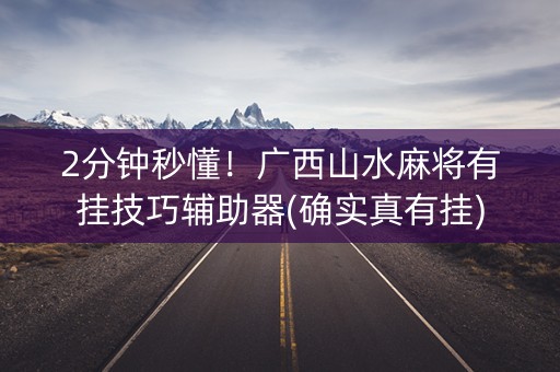 2分钟秒懂！广西山水麻将有挂技巧辅助器(确实真有挂)