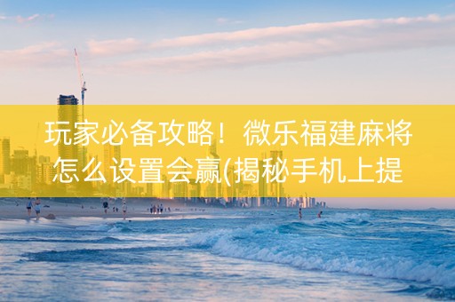 玩家必备攻略！微乐福建麻将怎么设置会赢(揭秘手机上提高胜率)
