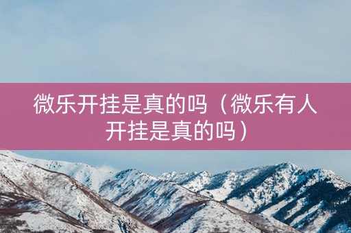 微乐开挂是真的吗（微乐有人开挂是真的吗）