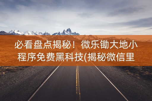必看盘点揭秘！微乐锄大地小程序免费黑科技(揭秘微信里提高赢的概率)