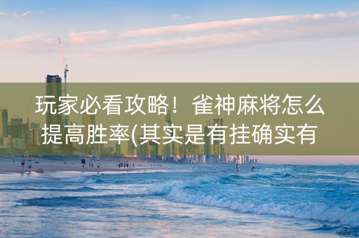 玩家必看攻略！雀神麻将怎么提高胜率(其实是有挂确实有挂)