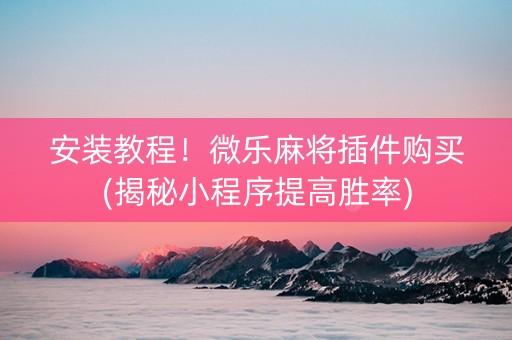 安装教程！微乐麻将插件购买(揭秘小程序提高胜率)
