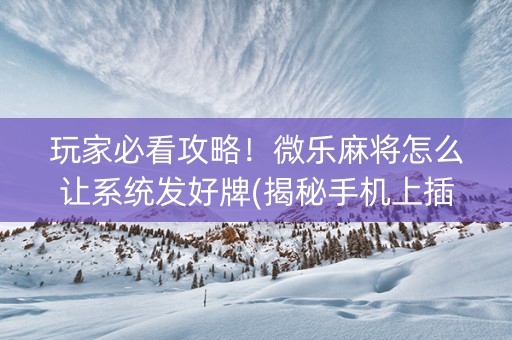 玩家必看攻略！微乐麻将怎么让系统发好牌(揭秘手机上插件下载)