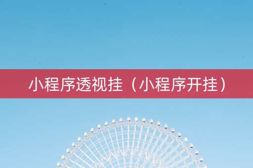 小程序透视挂（小程序开挂）
