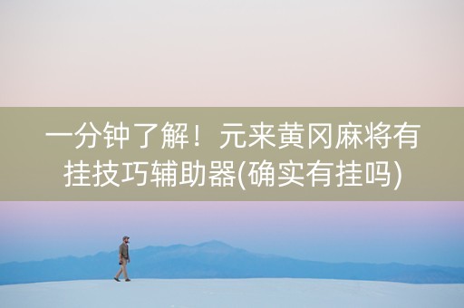 一分钟了解！元来黄冈麻将有挂技巧辅助器(确实有挂吗)