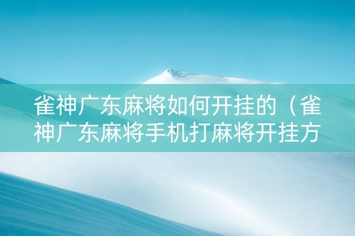 雀神广东麻将如何开挂的（雀神广东麻将手机打麻将开挂方法）