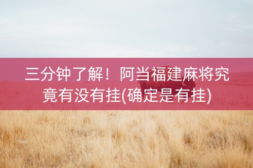 三分钟了解！阿当福建麻将究竟有没有挂(确定是有挂)