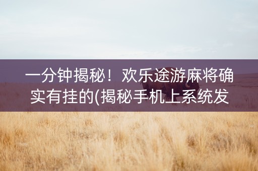 一分钟揭秘！欢乐途游麻将确实有挂的(揭秘手机上系统发好牌)