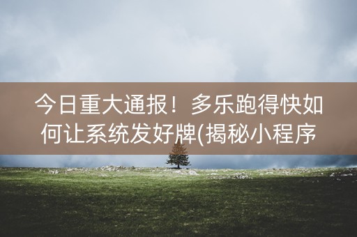 今日重大通报！多乐跑得快如何让系统发好牌(揭秘小程序插件免费)