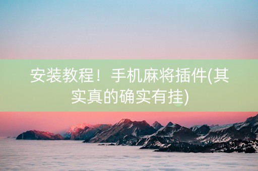 安装教程！手机麻将插件(其实真的确实有挂)