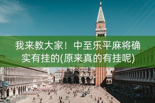 我来教大家！中至乐平麻将确实有挂的(原来真的有挂呢)