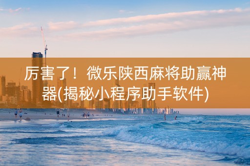 厉害了！微乐陕西麻将助赢神器(揭秘小程序助手软件)