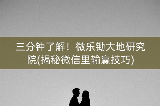 三分钟了解！微乐锄大地研究院(揭秘微信里输赢技巧)