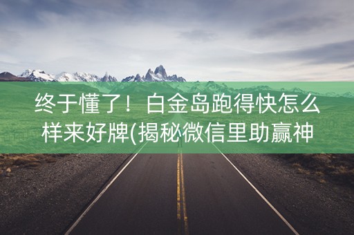 终于懂了！白金岛跑得快怎么样来好牌(揭秘微信里助赢神器购买)