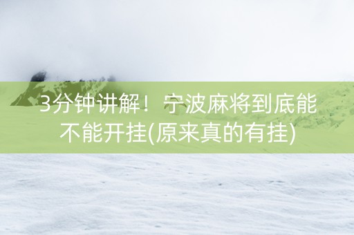 3分钟讲解！宁波麻将到底能不能开挂(原来真的有挂)