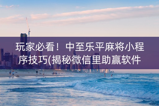 玩家必看！中至乐平麻将小程序技巧(揭秘微信里助赢软件)