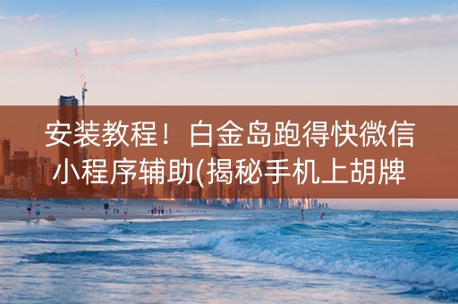 安装教程！白金岛跑得快微信小程序辅助(揭秘手机上胡牌神器)