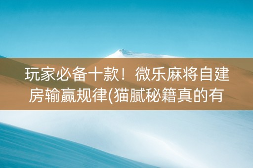 玩家必备十款！微乐麻将自建房输赢规律(猫腻秘籍真的有挂)