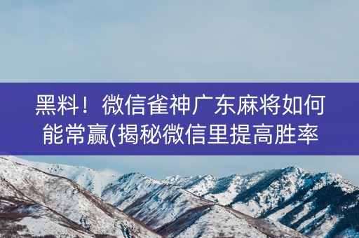 黑料！微信雀神广东麻将如何能常赢(揭秘微信里提高胜率)