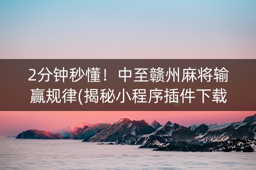 2分钟秒懂！中至赣州麻将输赢规律(揭秘小程序插件下载)