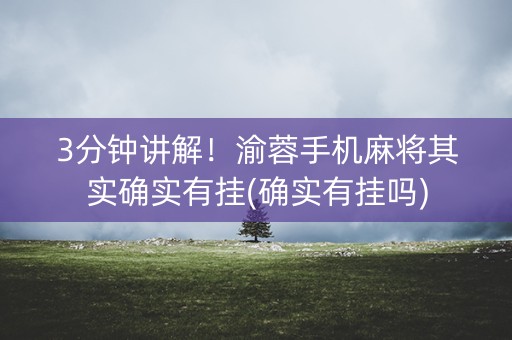 3分钟讲解！渝蓉手机麻将其实确实有挂(确实有挂吗)