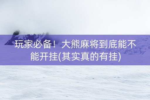 玩家必备！大熊麻将到底能不能开挂(其实真的有挂)